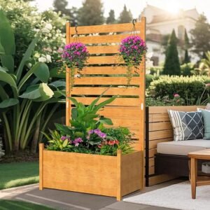 ✨ Add beauty and privacy to your pergola or patio with this Wood Decorative Fence and Planter Box! ✨ Standing 73" H x 41" W, this panel is perfect for hiding trash cans, pool equipment, or simply creating a cozy, private pergola space. Stylish, functional, and a beautiful way to upgrade your backyard! 🌿 #PergolaPrivacy #OutdoorDecor #BackyardInspiration #PrivacyScreen